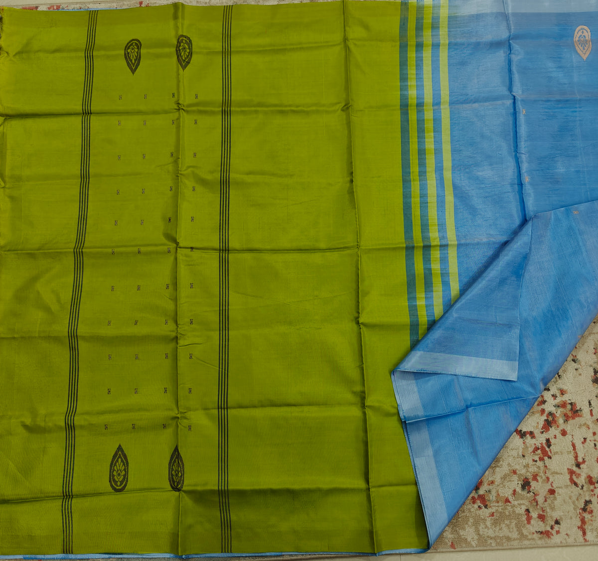Chinnalampattu Saree- Blue with Green