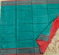 Chinnalampattu Saree- Rama Green with Red