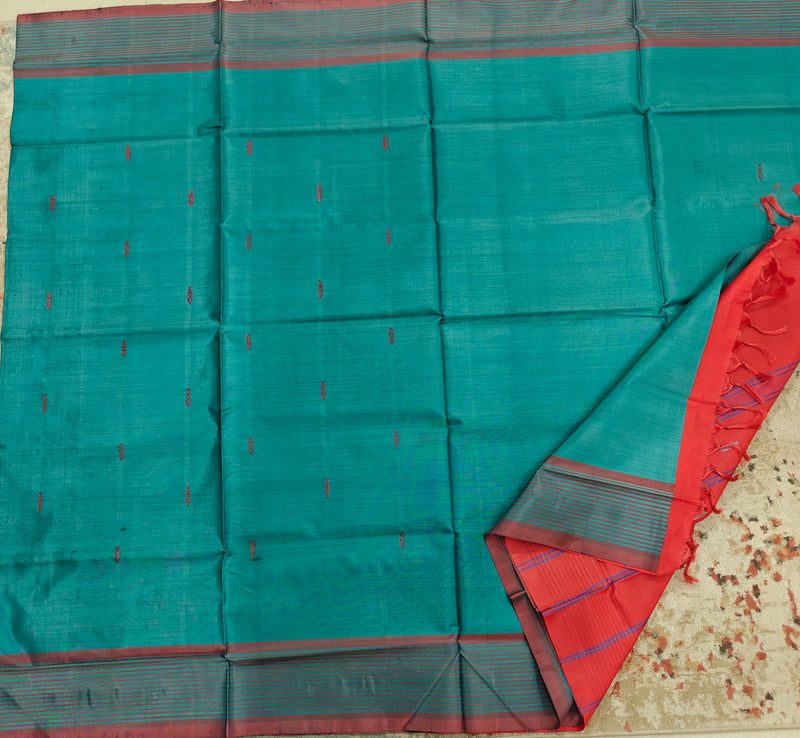 Chinnalampattu Saree- Rama Green with Red