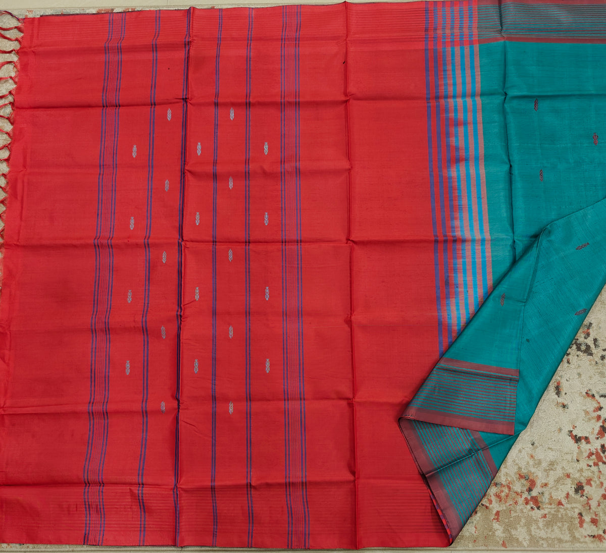 Chinnalampattu Saree- Rama Green with Red