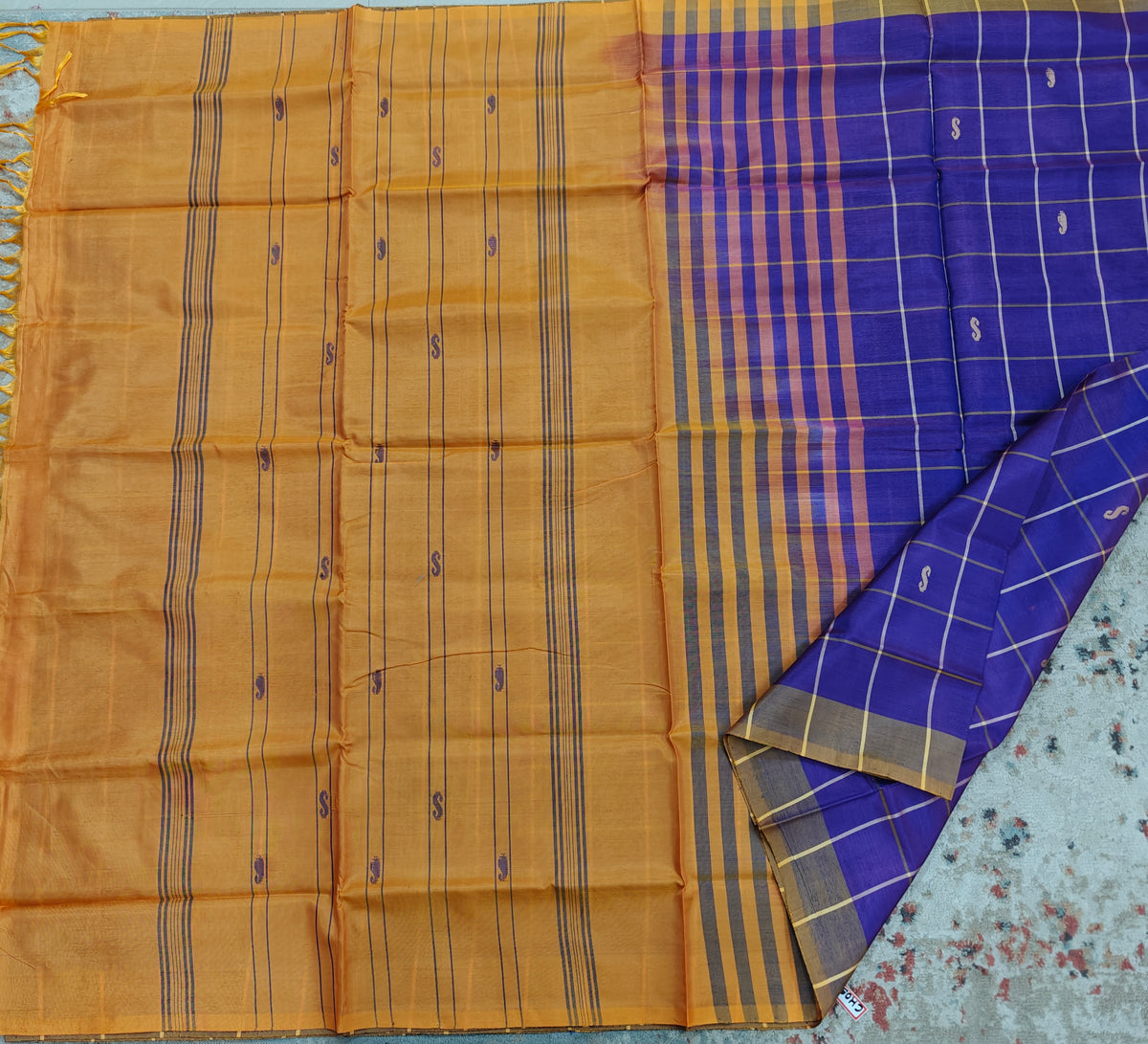 Chinnalampattu Saree- Purple with Yellow
