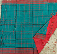 Chinnalampattu Saree- Sea Green with Red