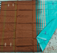 Chinnalampattu Saree- Pastel Green with Brown