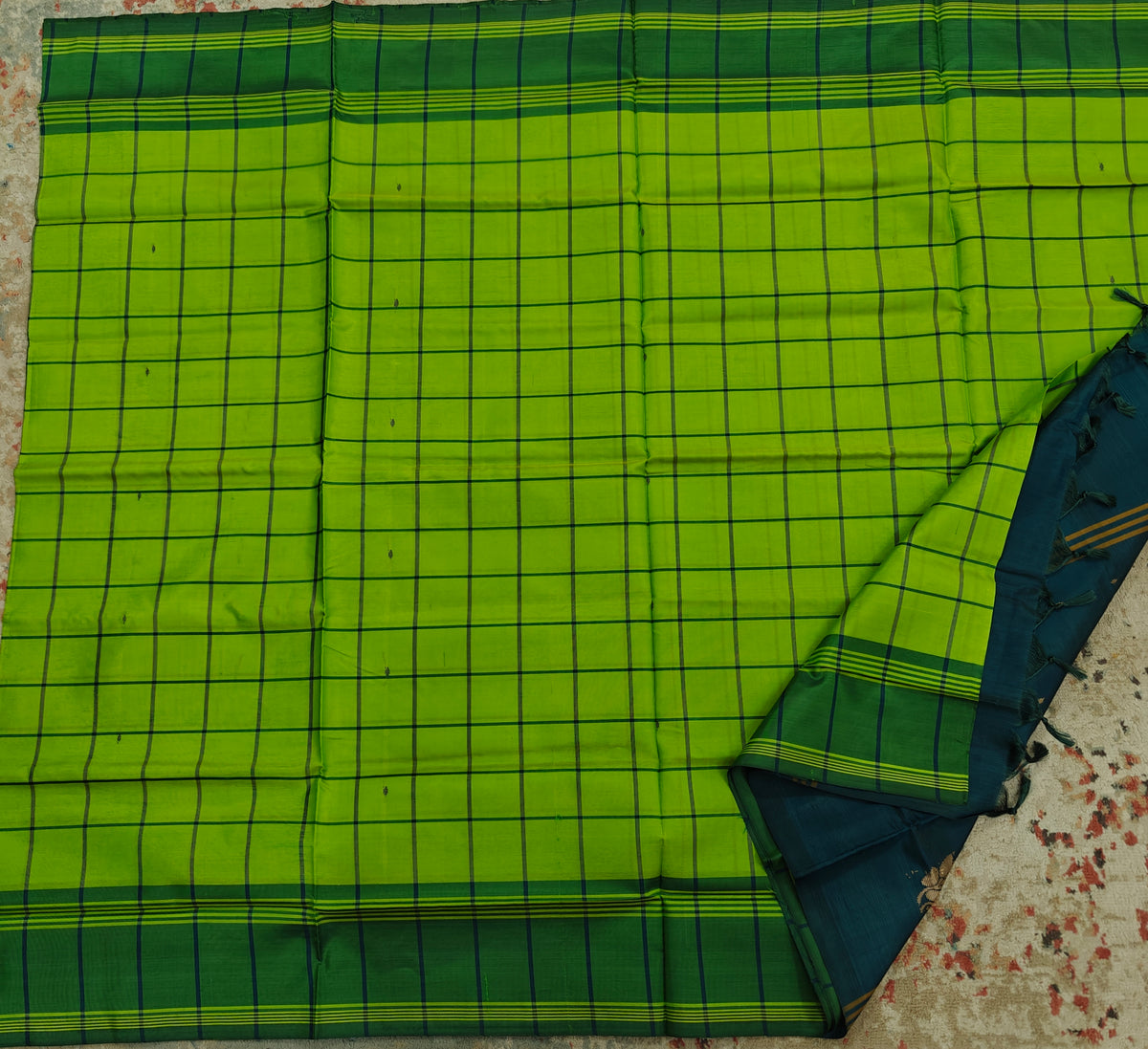 Chinnalampattu Saree- Lime Green with Green