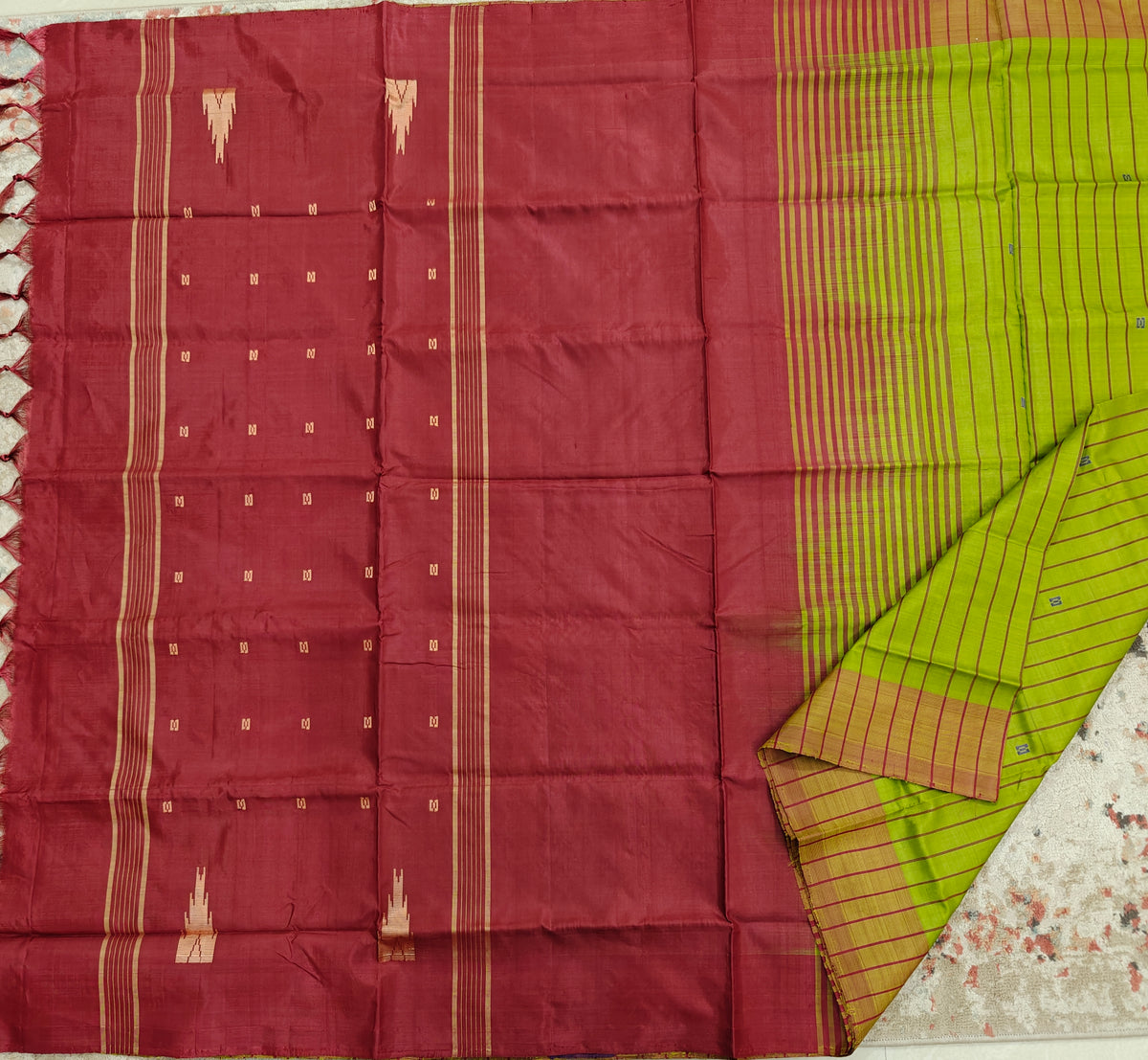 Chinnalampattu Saree- Green with Maroon