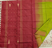 Chinnalampattu Saree- Green with Maroon