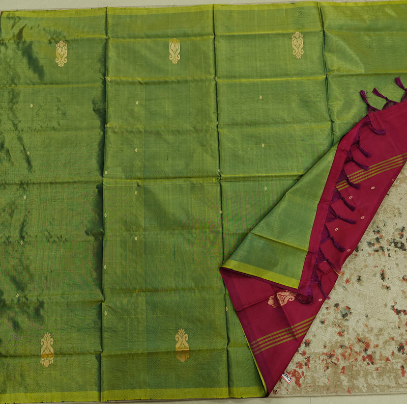 Chinnalampattu Saree- Green with Maroon