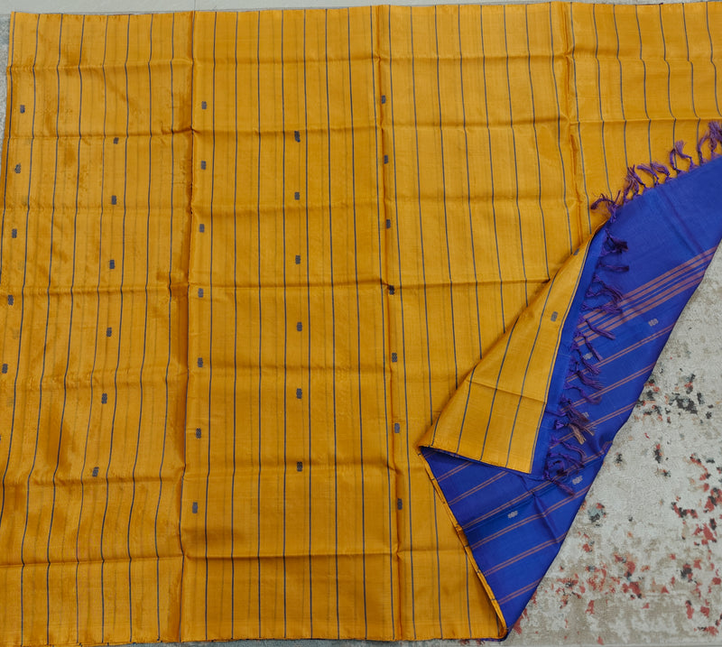Chinnalampattu Saree- Yellow with Blue