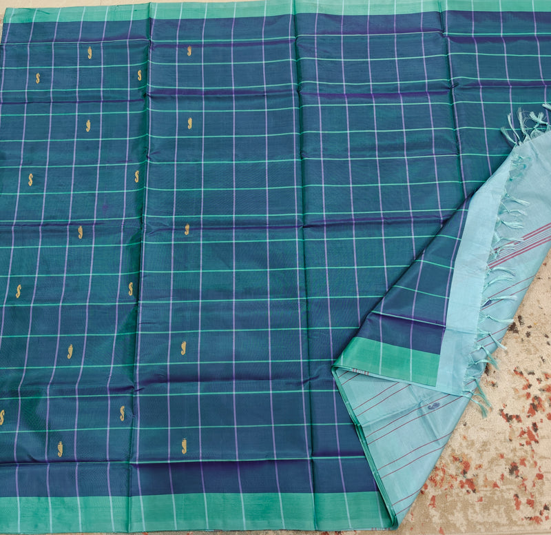 Chinnalampattu Saree- Green with Blue