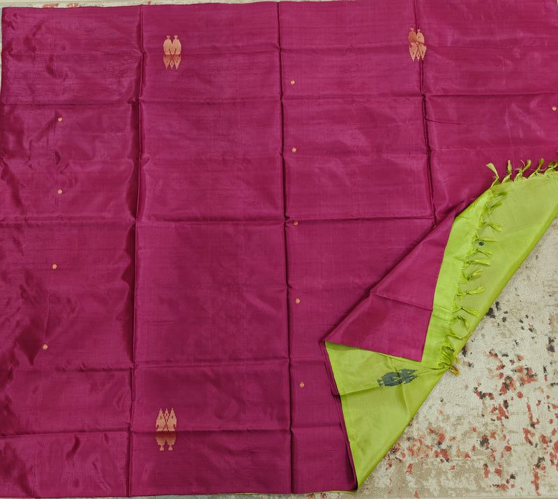 Chinnalampattu Saree- Magenta Pink with Green