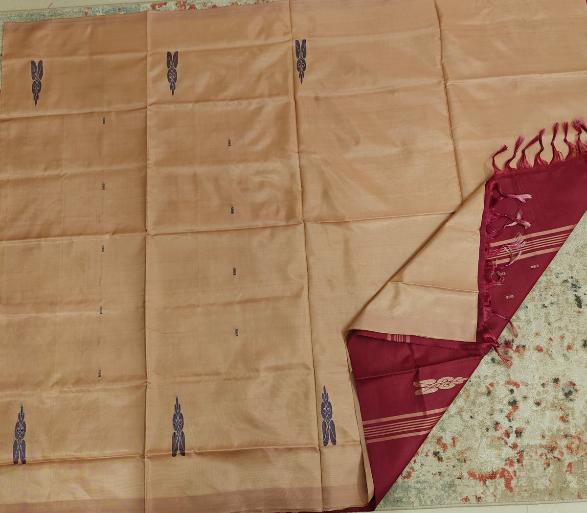 Chinnalampattu Saree- Beigh With Maroon