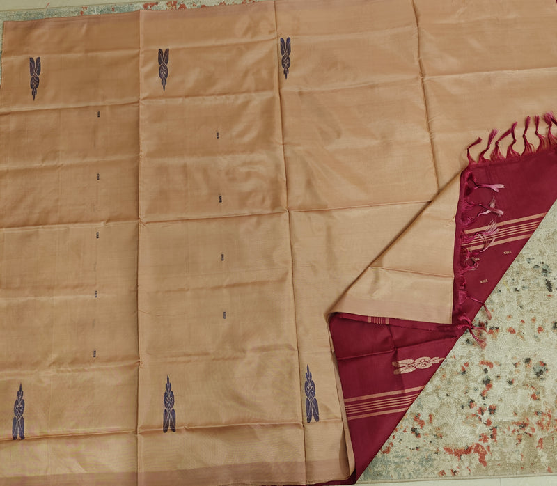 Chinnalampattu Saree- Beigh With Maroon