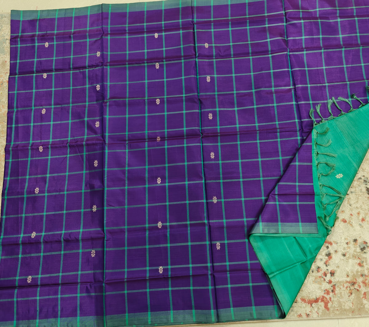 Chinnalampattu Saree- Purple with Sea Green