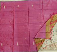 Chinnalampattu Saree- Dark Onion Pink with Mehandi Green
