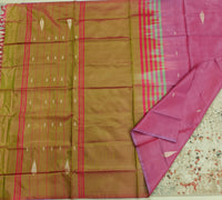 Chinnalampattu Saree- Dark Onion Pink with Mehandi Green