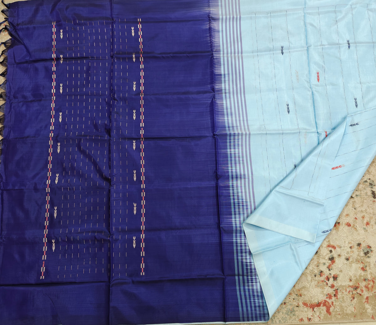 Chinnalampattu Saree- Pastel Blue with Blue