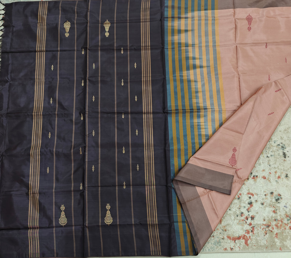 Chinnalampattu Saree- Dark Beigh with Brown