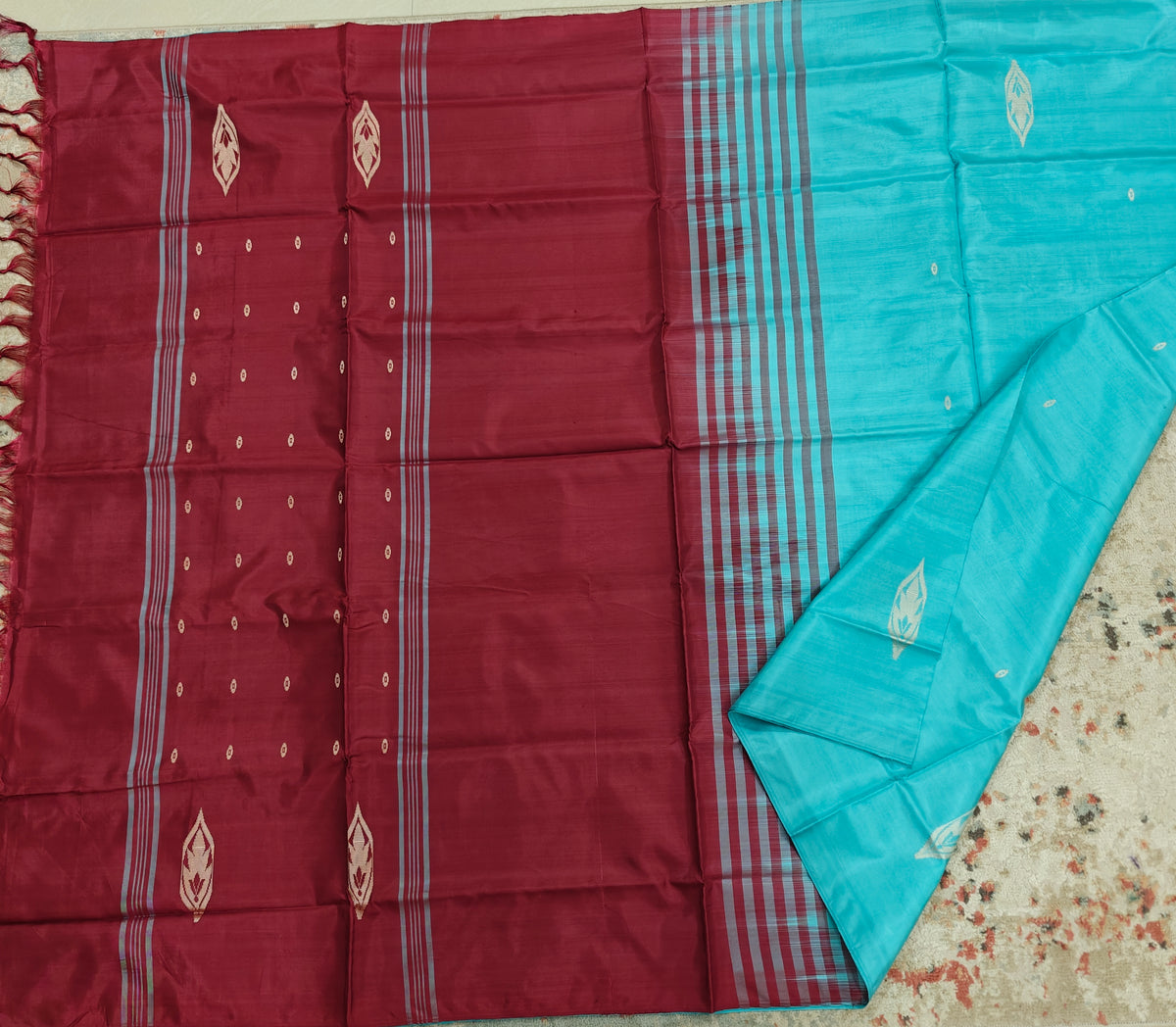 Chinnalampattu Saree- Blue with Maroon