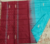 Chinnalampattu Saree- Blue with Maroon
