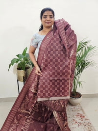 Semi Tussar with Striped Zari  Weaving Saree -Maroon