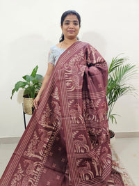 Semi Tussar with Striped Zari  Weaving Saree -Maroon