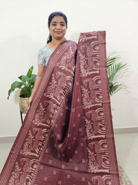 Semi Tussar with Striped Zari  Weaving Saree -Maroon