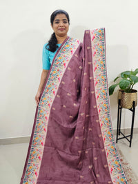 Linen Cotton with Emboridery Digital Printed Sarees - Dark Onion Pink