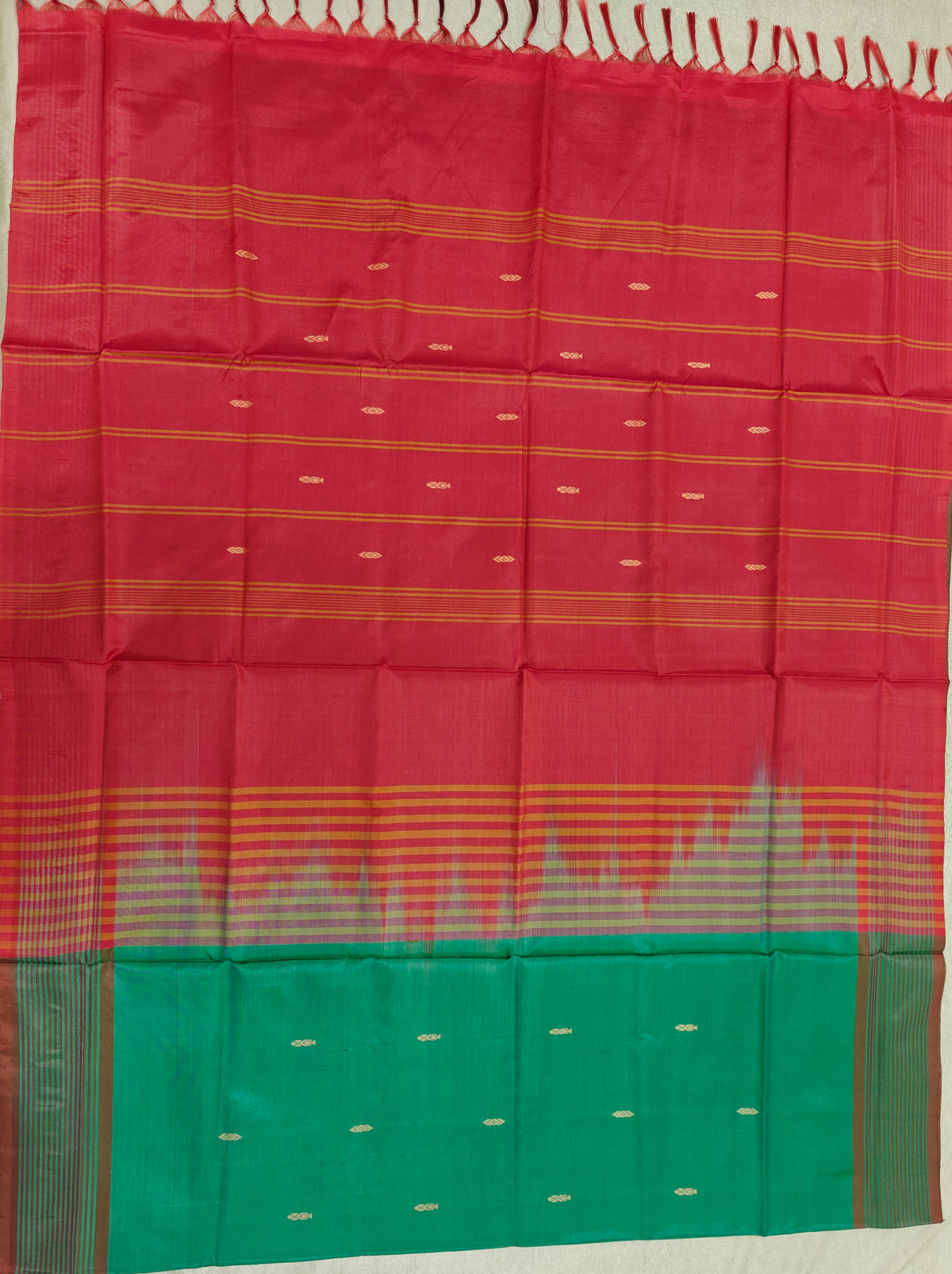 Chinnalampattu Saree- Sea Green with Red