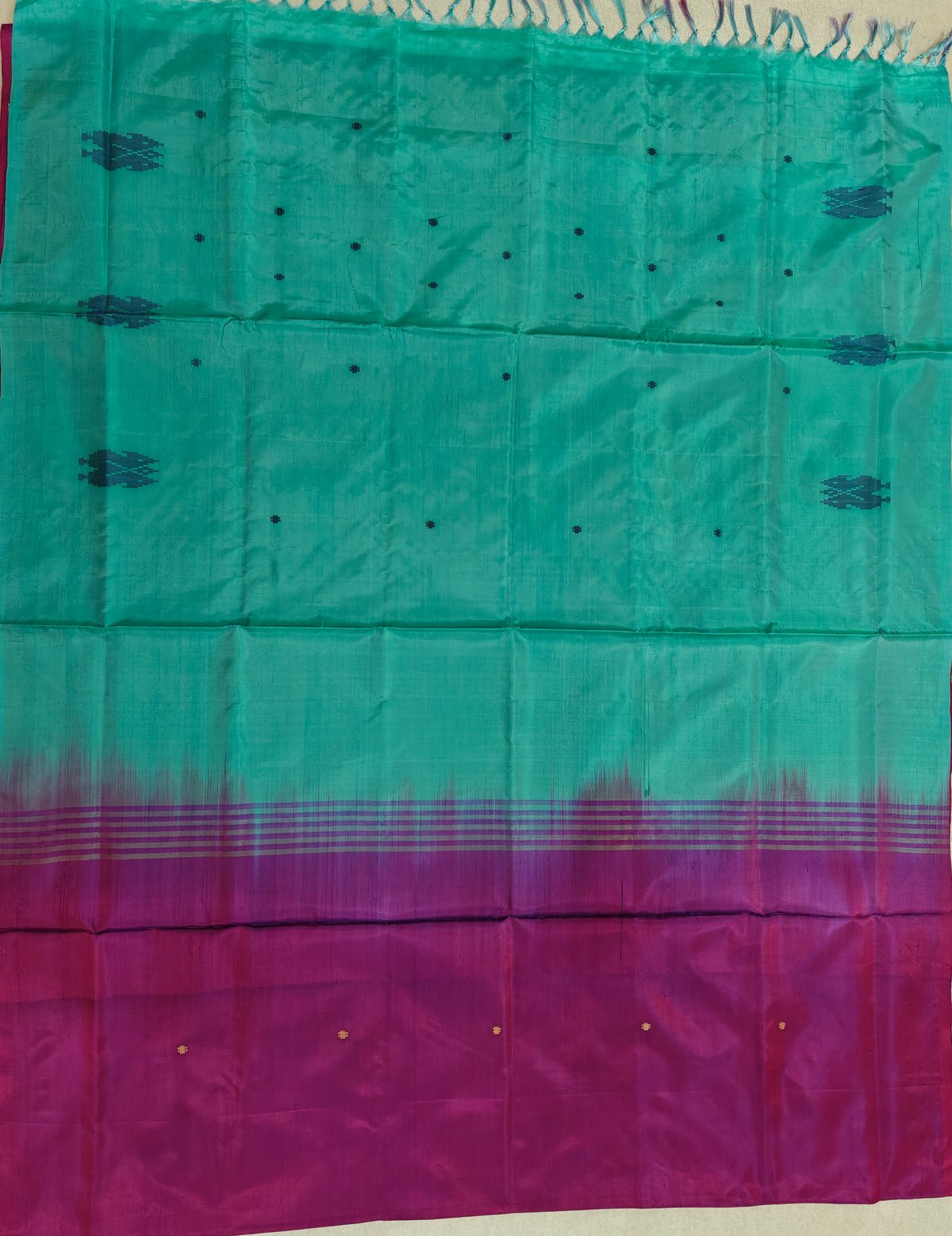Chinnalampattu Saree- Magenta Pink with Sea Blue