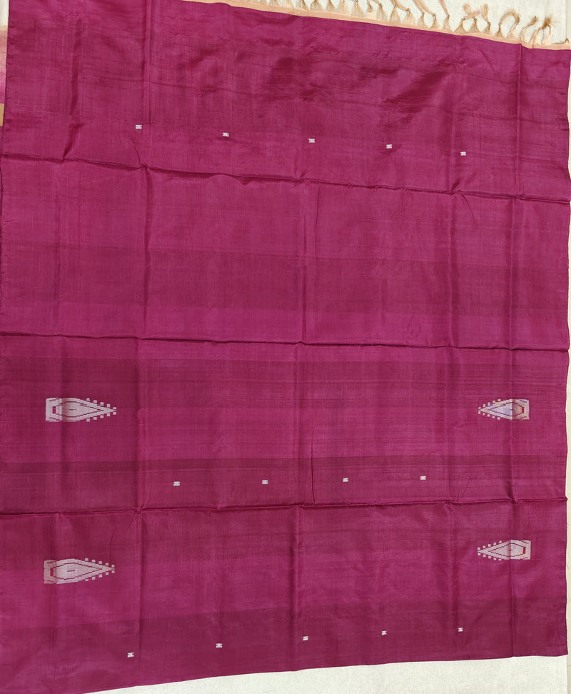Chinnalampattu Saree- Gark Magenta Pink with Beige