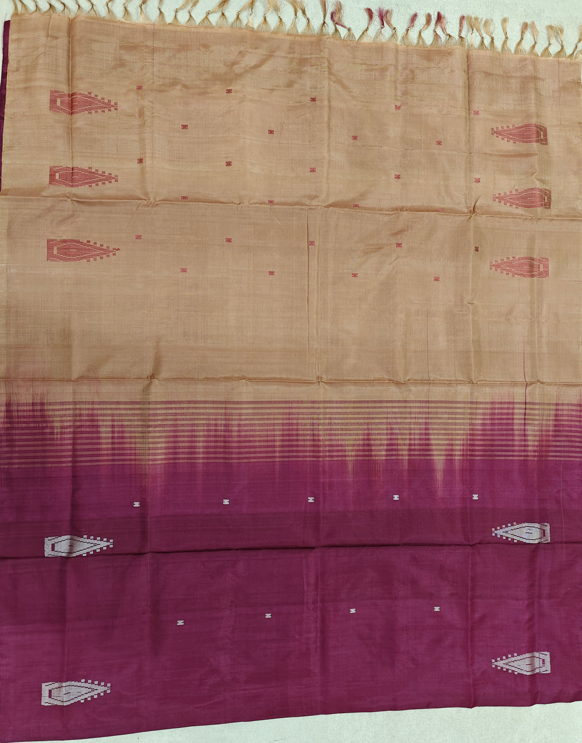 Chinnalampattu Saree- Gark Magenta Pink with Beige