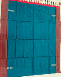 Chinnalampattu Saree- Peacock blue with Red