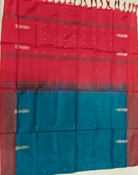 Chinnalampattu Saree- Peacock blue with Red