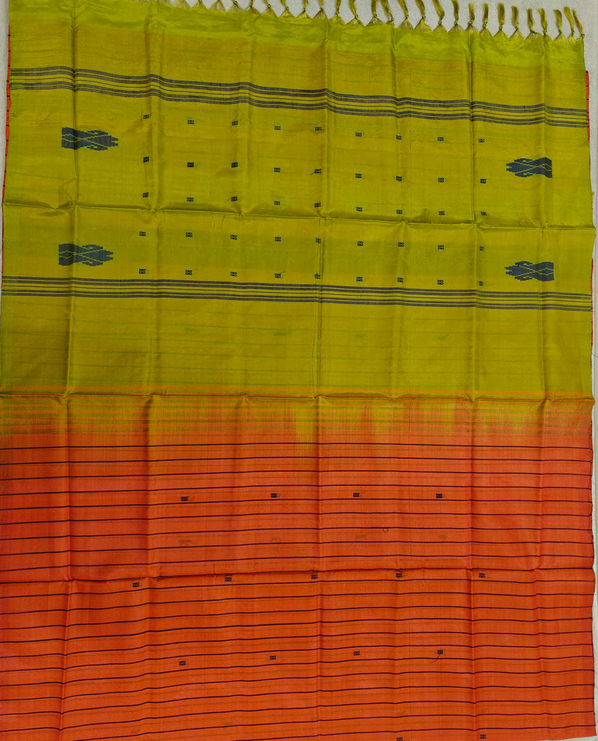 Chinnalampattu Saree- Orange with Green