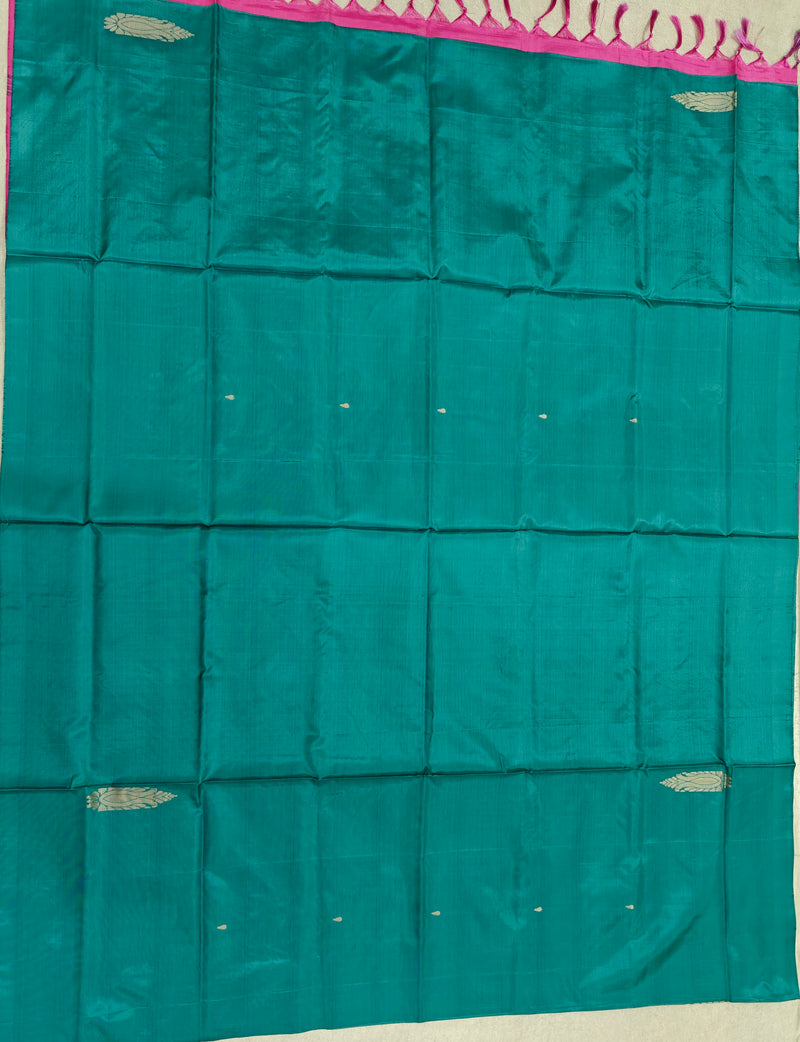Chinnalampattu Saree- Sea Green with Pink