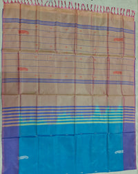 Chinnalampattu Saree- Blue with Peach