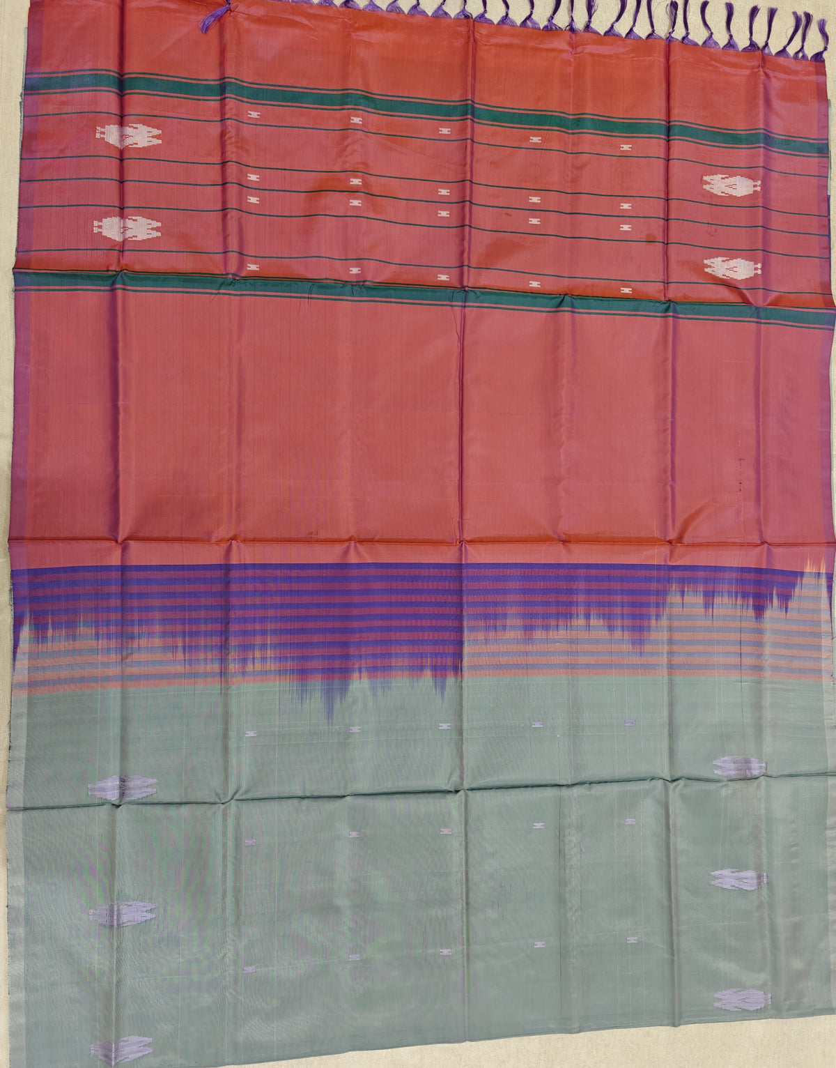 Chinnalampattu Saree- Grey with Dual Shade Onion Pink