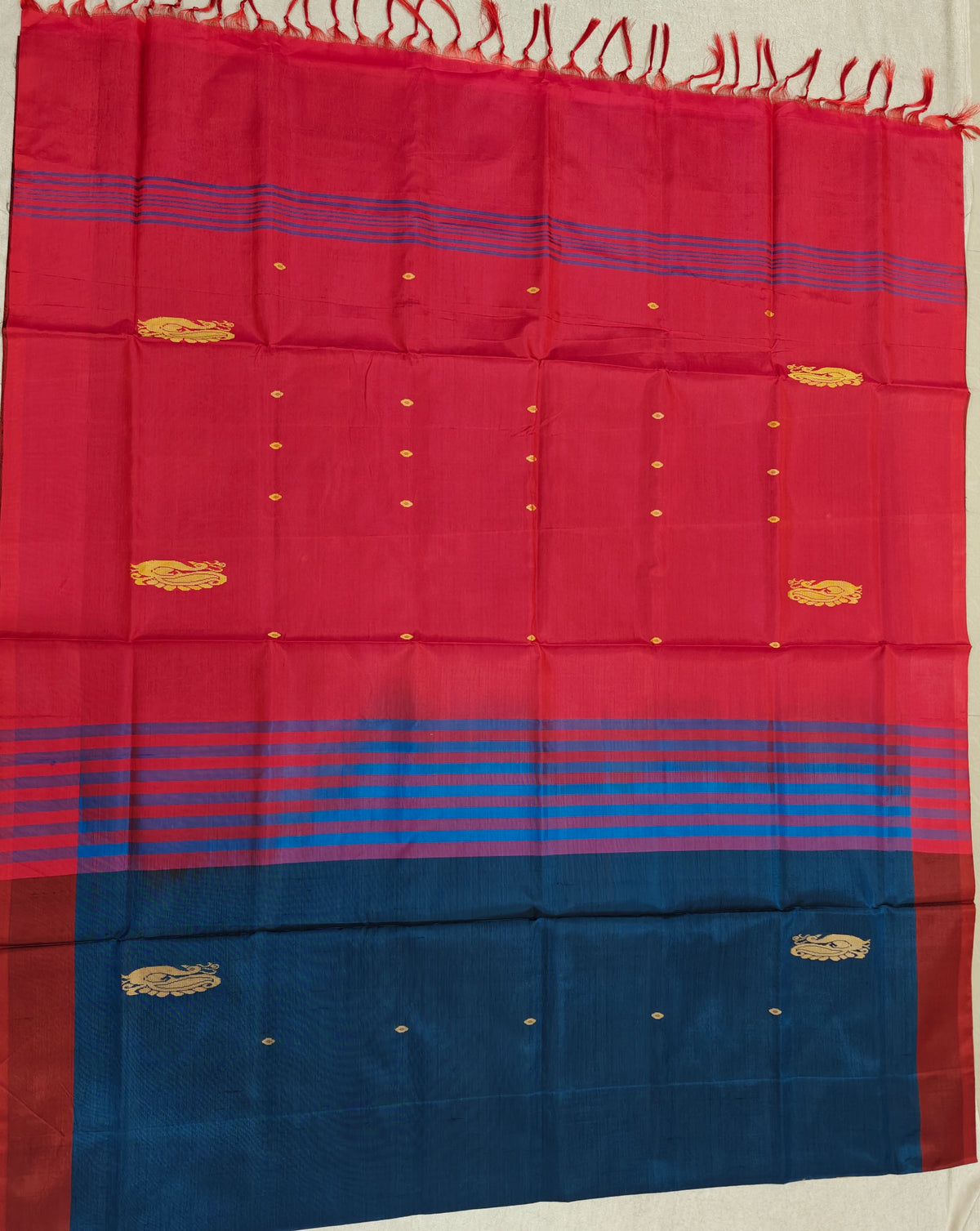 Chinnalampattu Saree- Dark Blue with Red