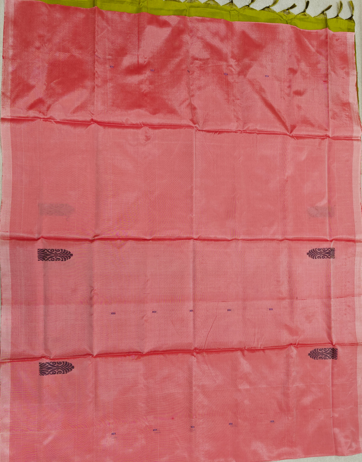 Chinnalampattu Saree- Peach with Green