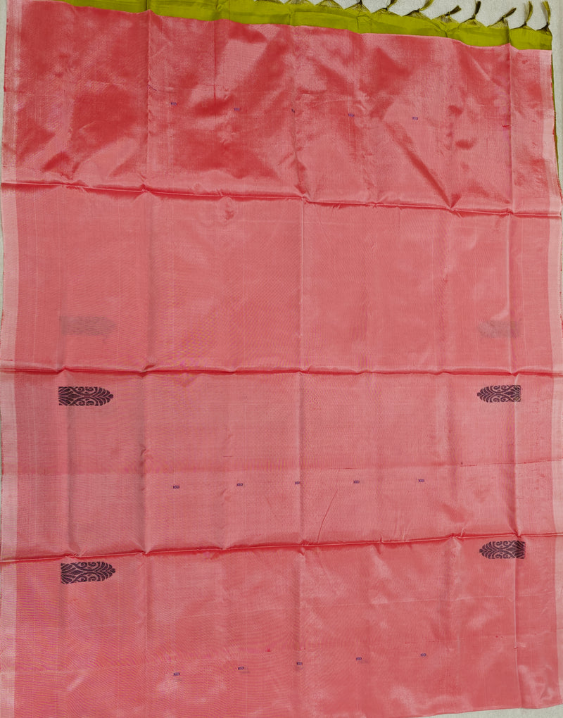 Chinnalampattu Saree- Peach with Green