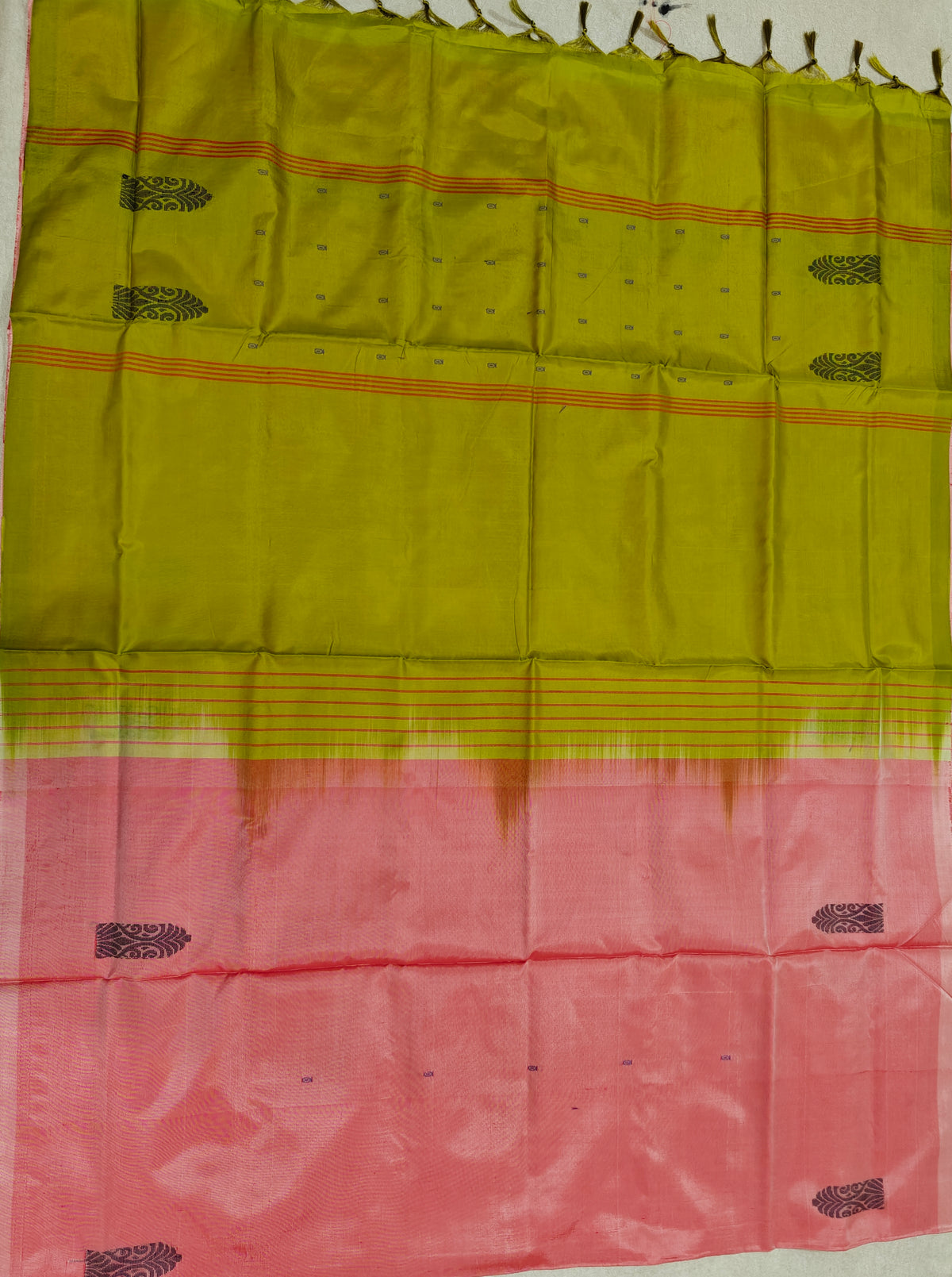 Chinnalampattu Saree- Peach with Green