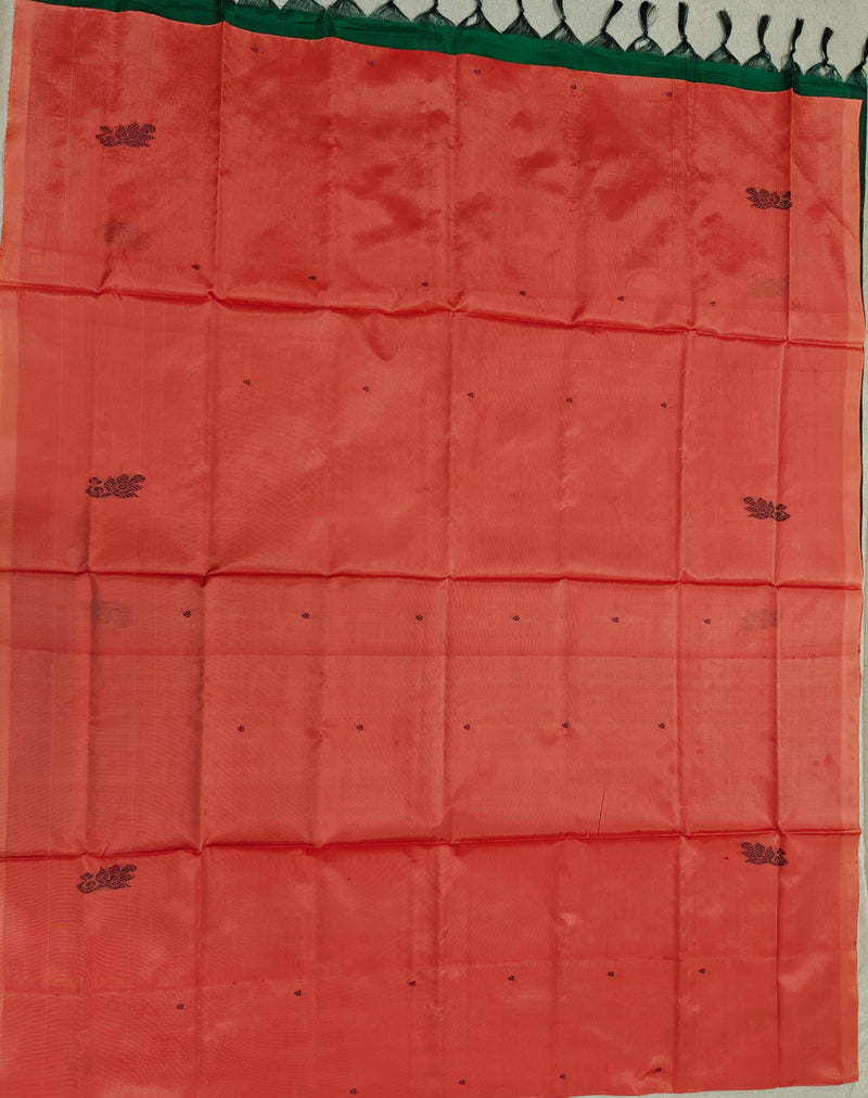 Chinnalampattu Saree- Peach with Green