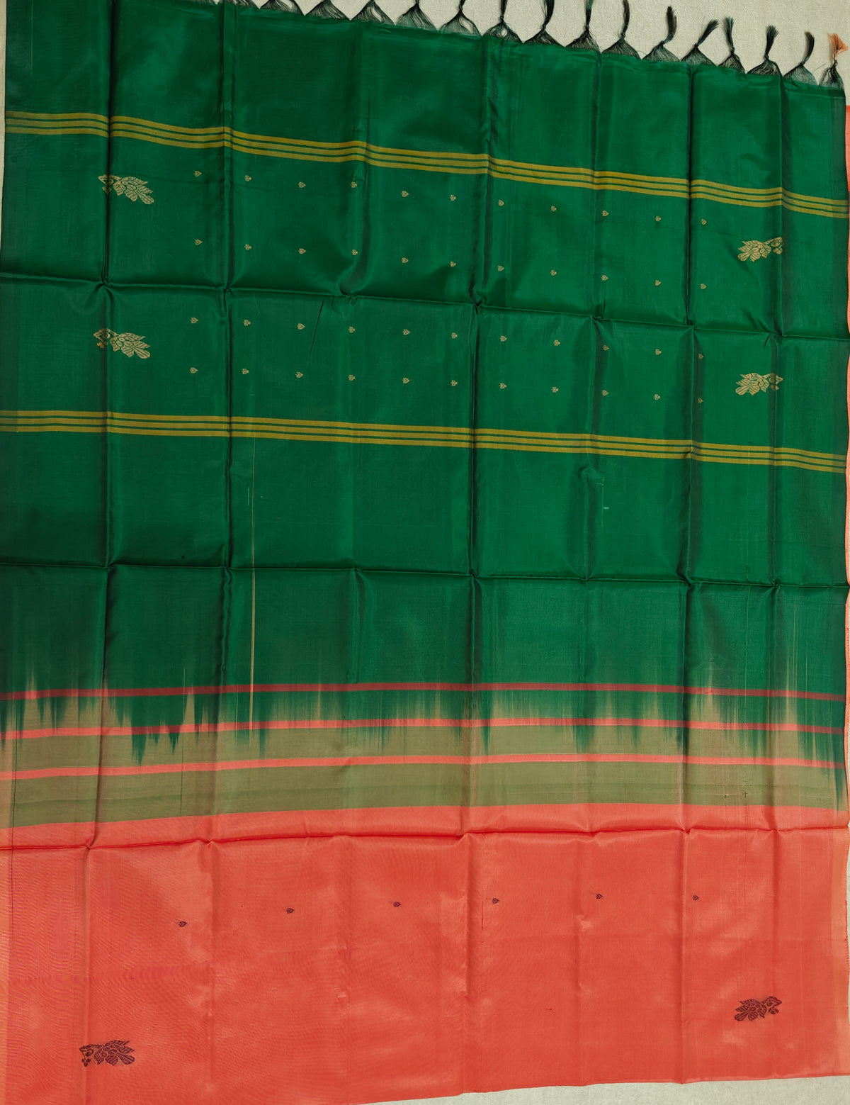 Chinnalampattu Saree- Peach with Green