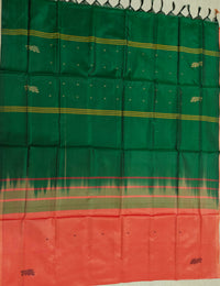 Chinnalampattu Saree- Peach with Green