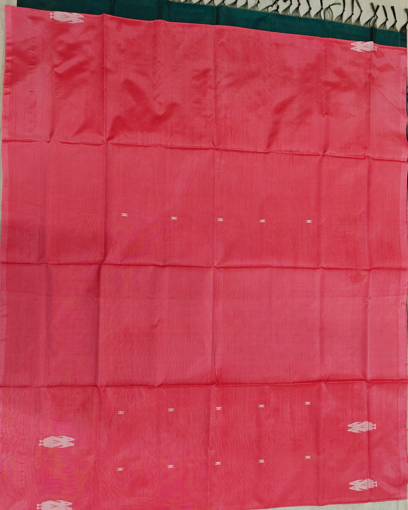 Chinnalampattu Saree- Peaches Pink with Green