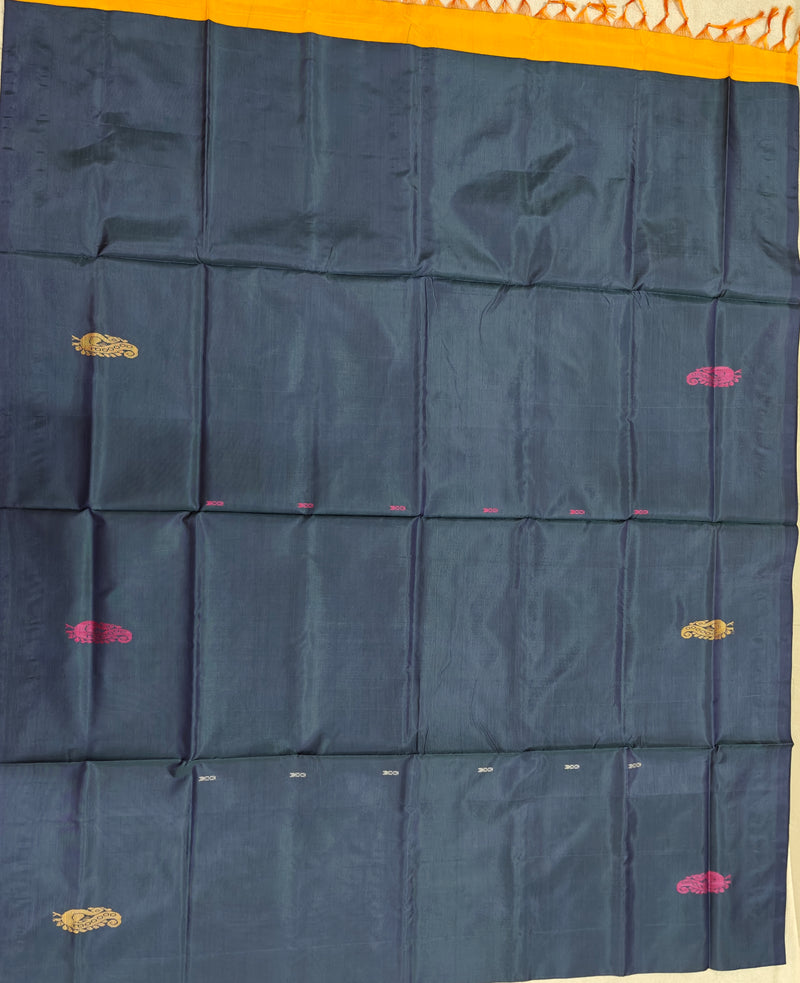 Chinnalampattu Saree- Blue with Yellow