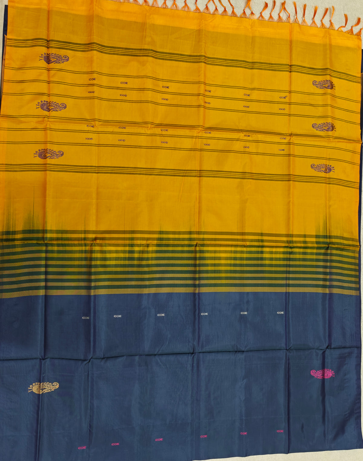 Chinnalampattu Saree- Blue with Yellow