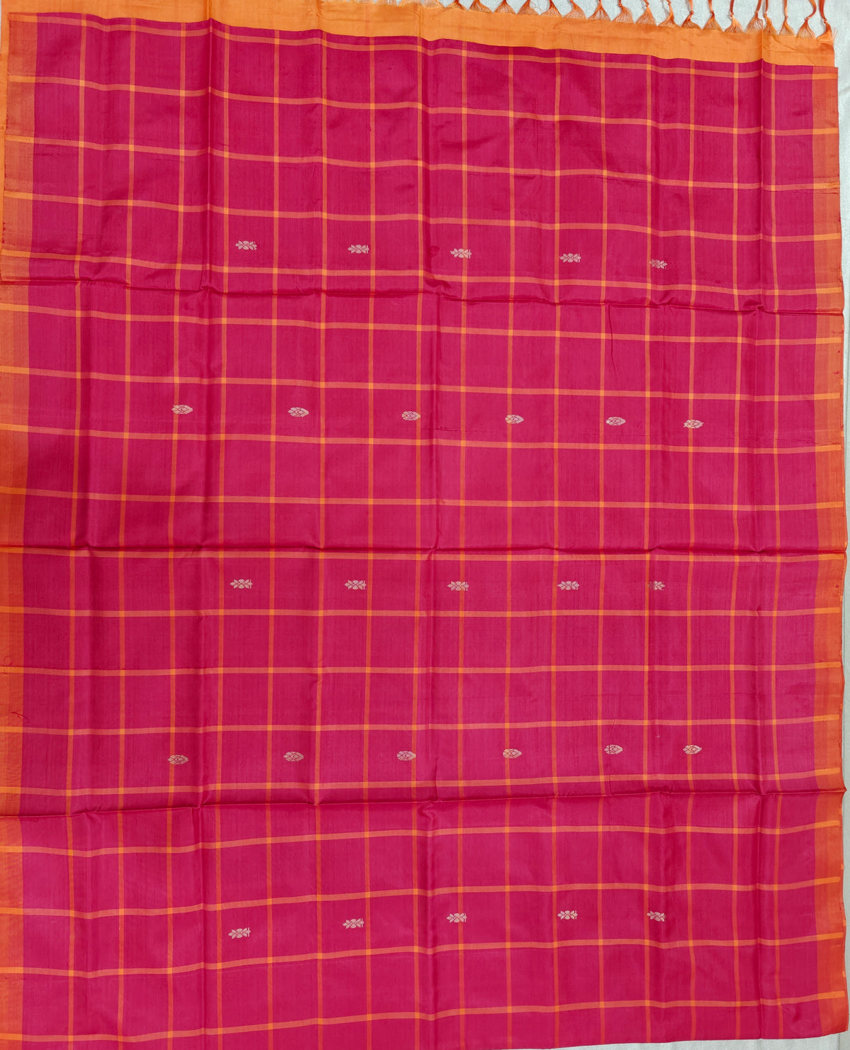 Chinnalampattu Saree - Dark Pink with Orange