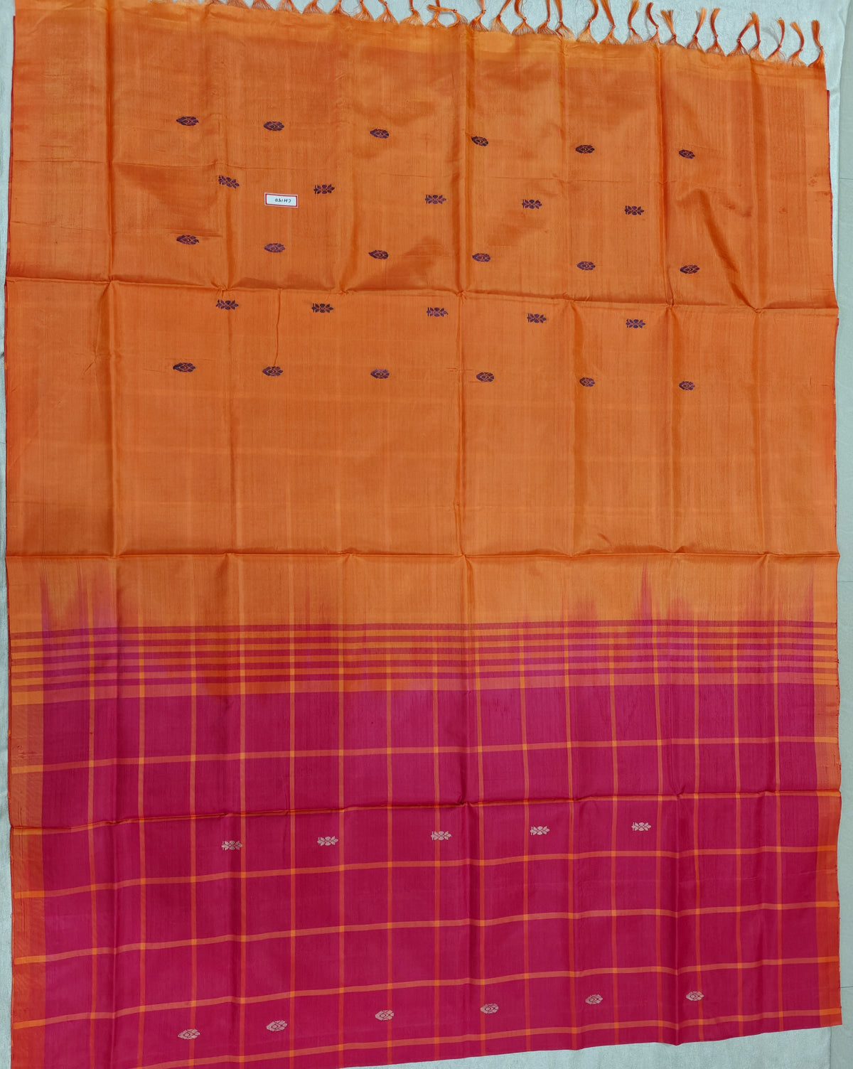Chinnalampattu Saree - Dark Pink with Orange