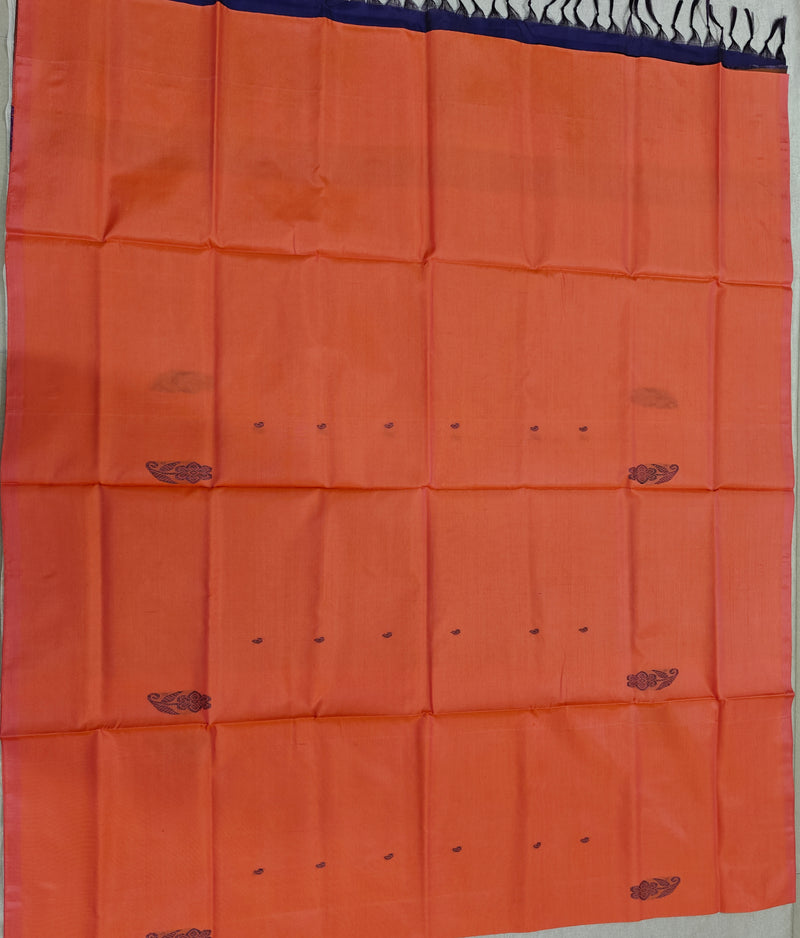 Chinnalampattu Saree - Peach with Blue
